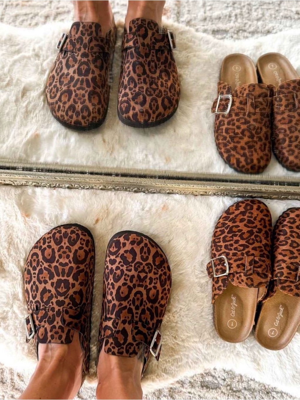 Cat & Jack Kids Leopard Print Slip-On Mule with Gold Buckle - Brown - Picture 4 of 5